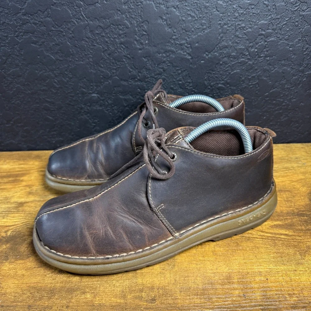 Skechers‎ Comfort Construction Brown Leather Oxford Shoes Mens 8 VTG Y2K 90s